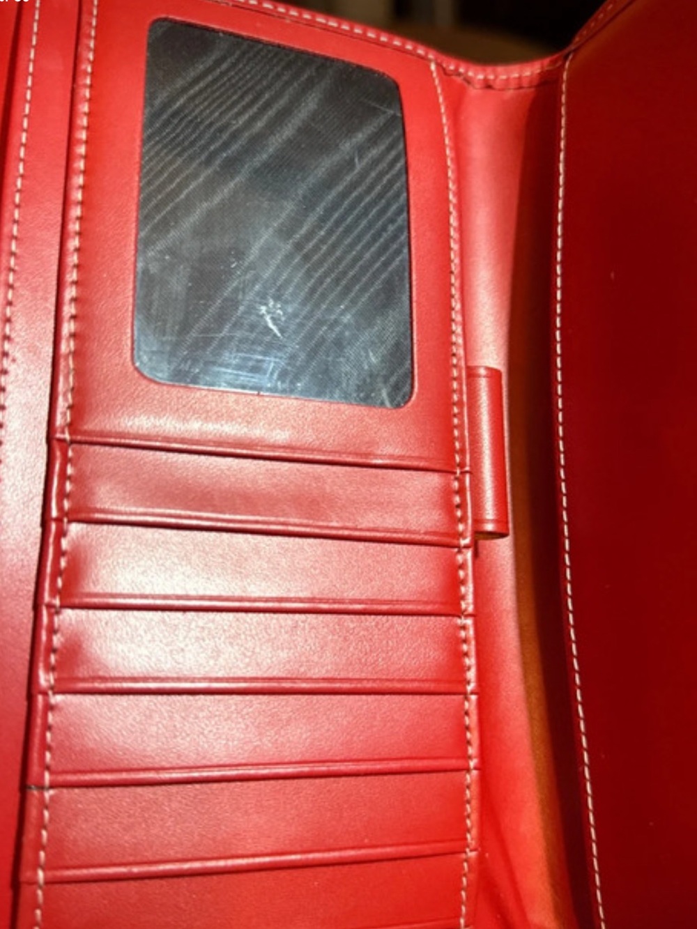 “Pre-Owned” DOONEY & BOURKE RED LEATHER 
TRI-FOLD WALLET.  Excellent Condition! - Picture 7 of 16